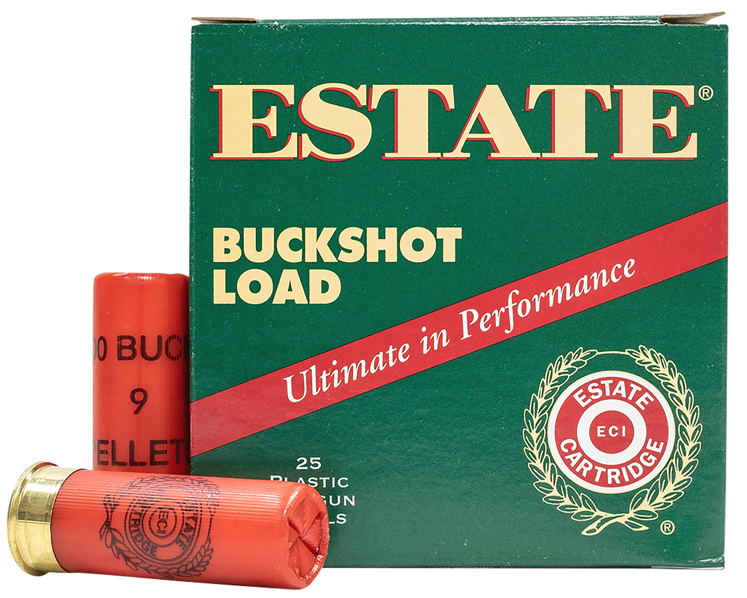 Estate Cartridge HV12BK25 Hunting Loads Buckshot 12Gauge 2.75" 9Pellets 00Buck Shot 25 Rounds