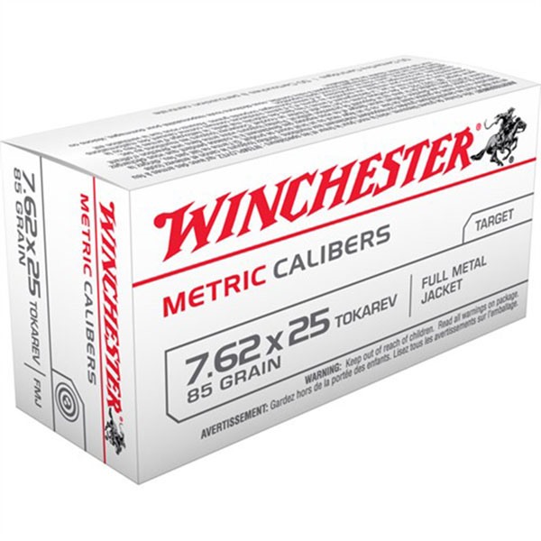 Winchester Super X 7.62x25 Tokarev Full Metal Jacket 85 Grain 50 Rounds