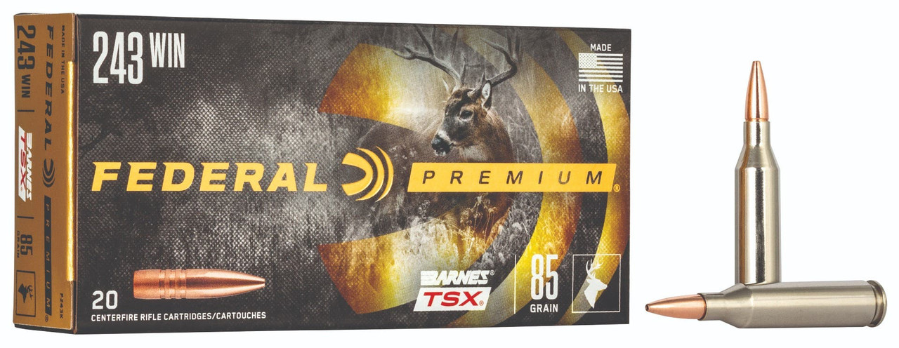 Federal Premium Rifle Ammo 243 Win. 85 gr. Barnes TSX 20 rd.