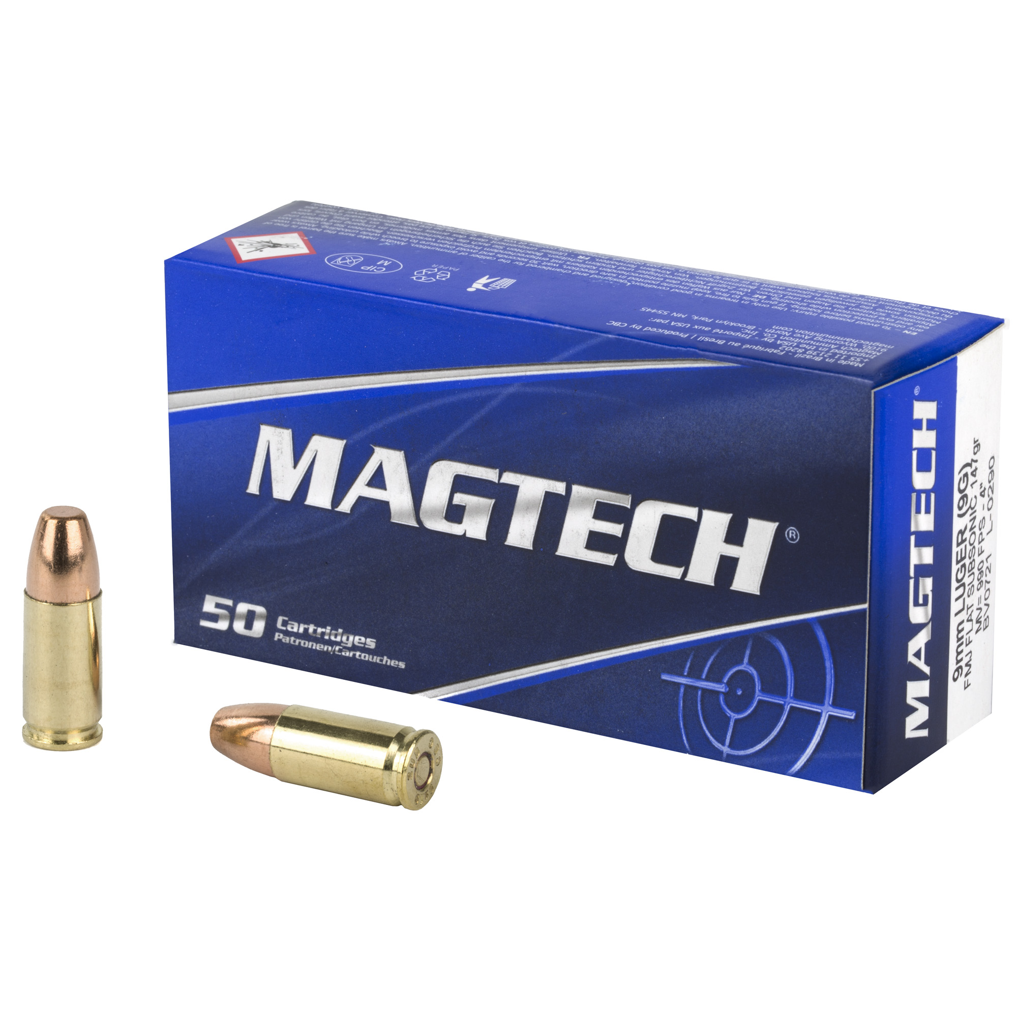 Magtech Sport Shooting 9mm Luger Full Metal Jacket 147 Grain 50 Rounds
