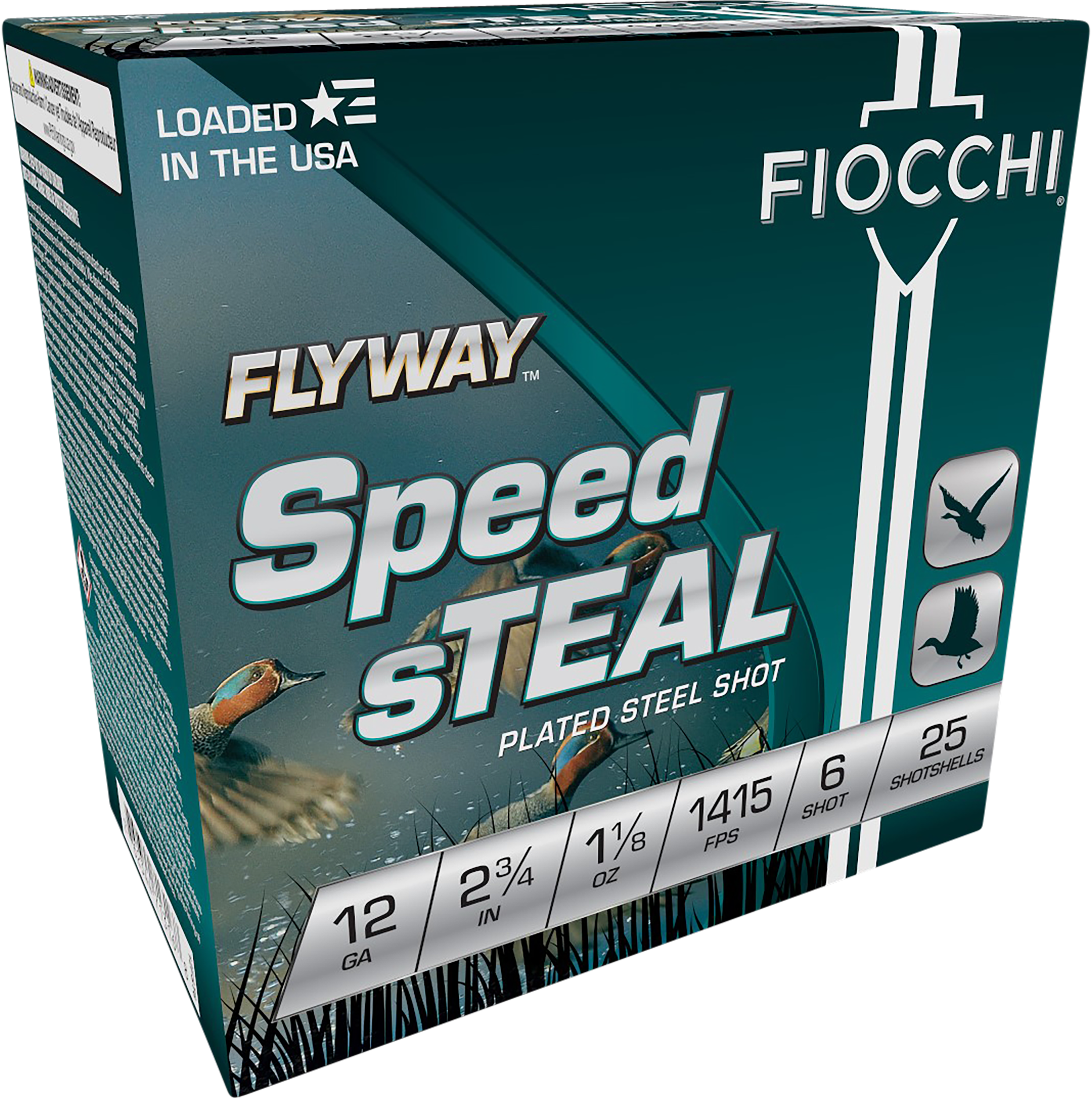 Fiocchi Flyway Speed Teal 12 Gauge High Speed Steel one and one eighth ounce 25 Rounds