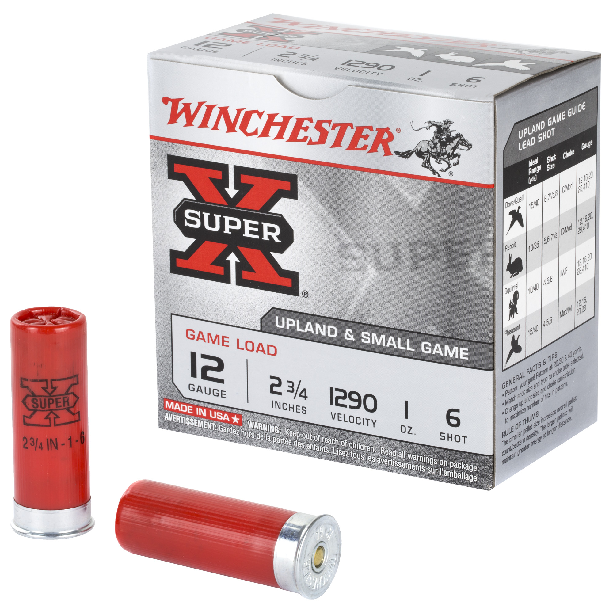 Winchester Super X Game Load 12 Gauge Lead Shot One Ounce Number Six 25 Rounds