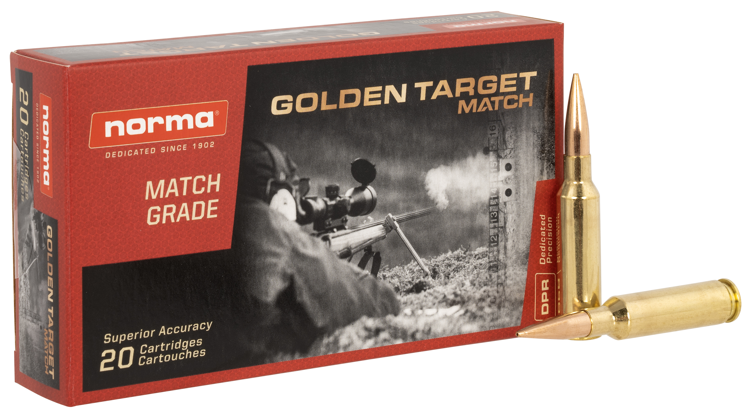 Norma Ammunition 10166522 Dedicated Precision Golden Target Match 6.5Creedmoor 143gr BTHP 20 Rounds