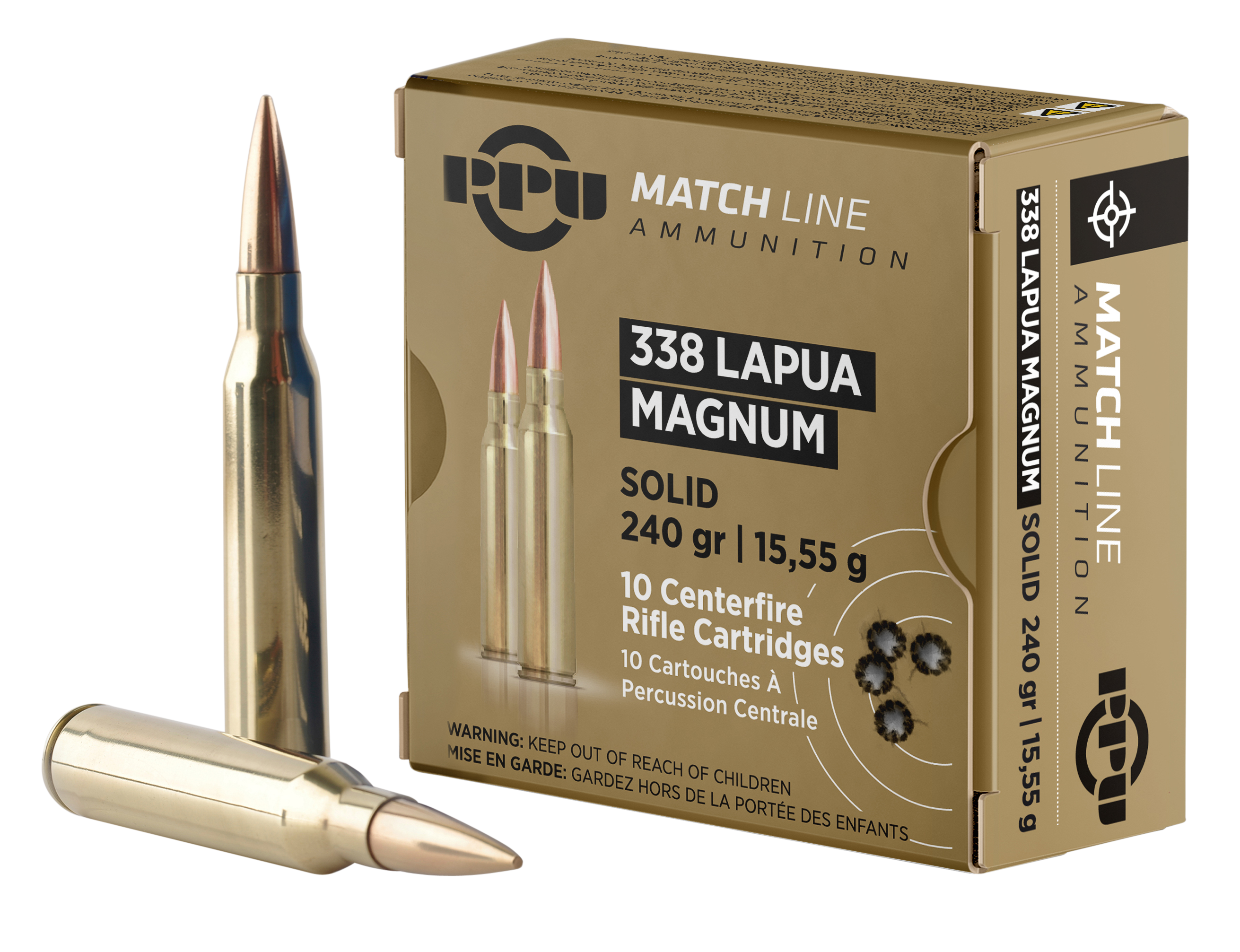 Prvi Partizan PPM338 Match 338 Lapua Magnum Copper Solid 240 Grain 10 Rounds