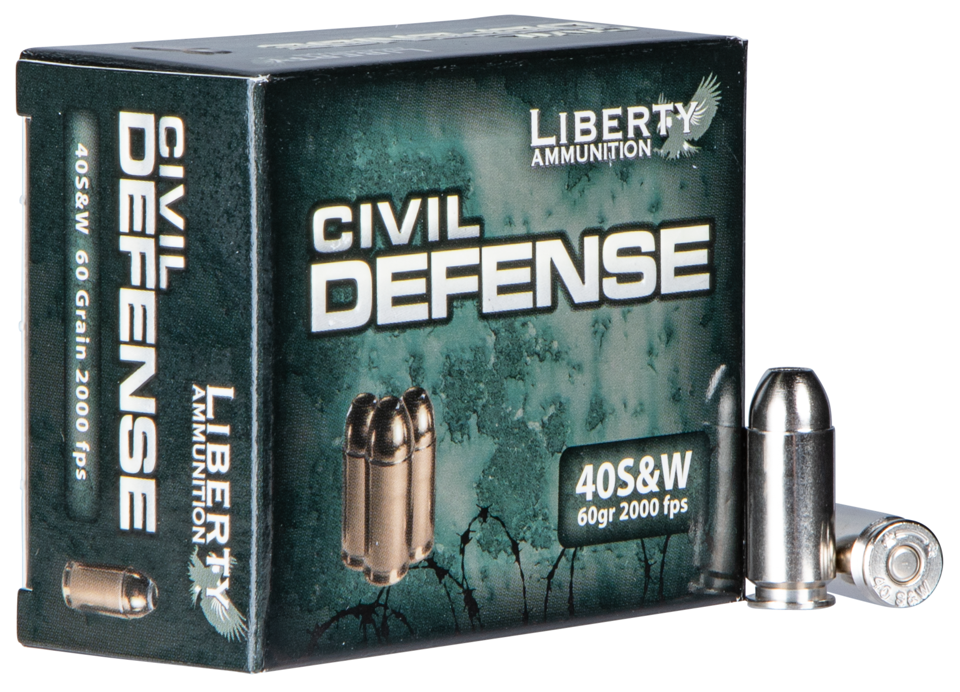 Liberty Ammunition LACD40012 Civil Defense 40S&W 60gr Lead Free Fragmenting Hollow Point 20 Rounds
