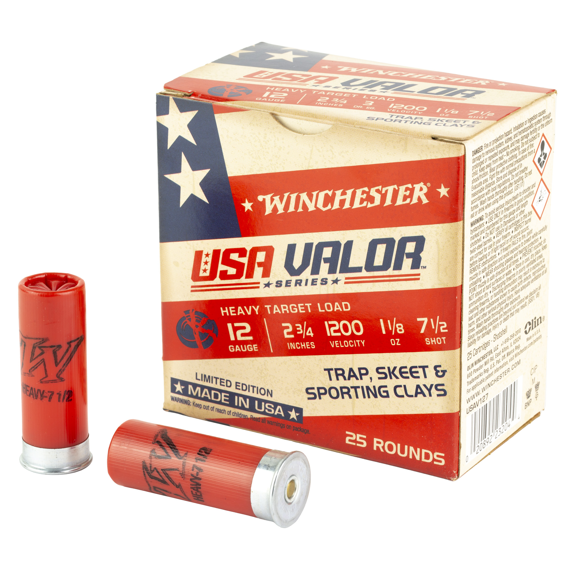 Winchester USA Valor 12 Gauge Shot #7.5 1-1/8 Ounce 25 Rounds