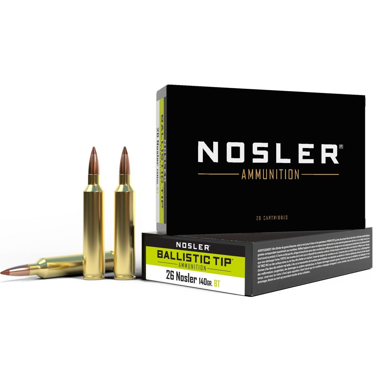 Nosler Ballistic Tip 26 Nosler 140 Grain Spitzer Point 20 Rounds