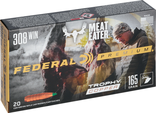 Federal Trophy Copper 308 Winchester Copper Polymer-Tipped 165 Grain 20 Rounds