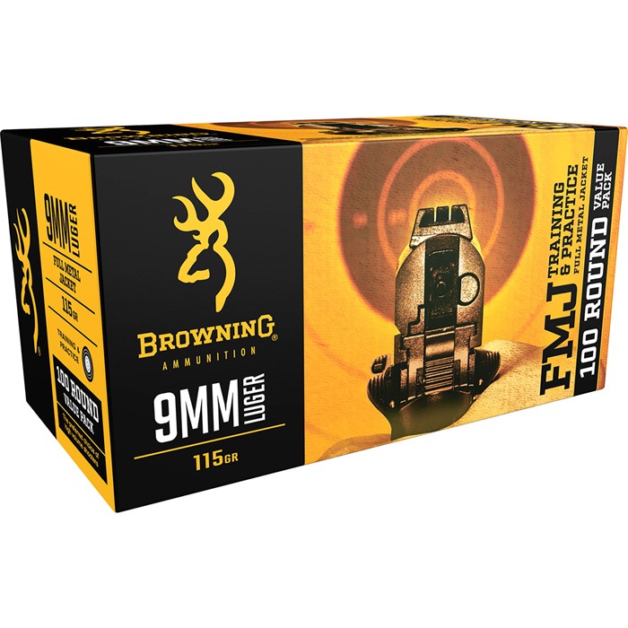 Browning B191800094 9mm Luger Full Metal Jacket 115 Grain 100 Rounds