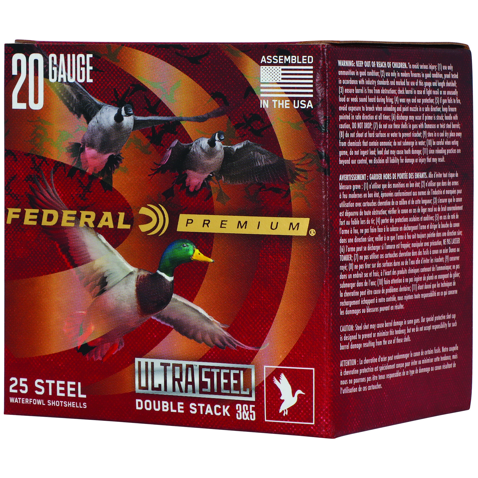 Federal PWUX Premium 20 Gauge 1 oz Steel Shot 25 Rounds