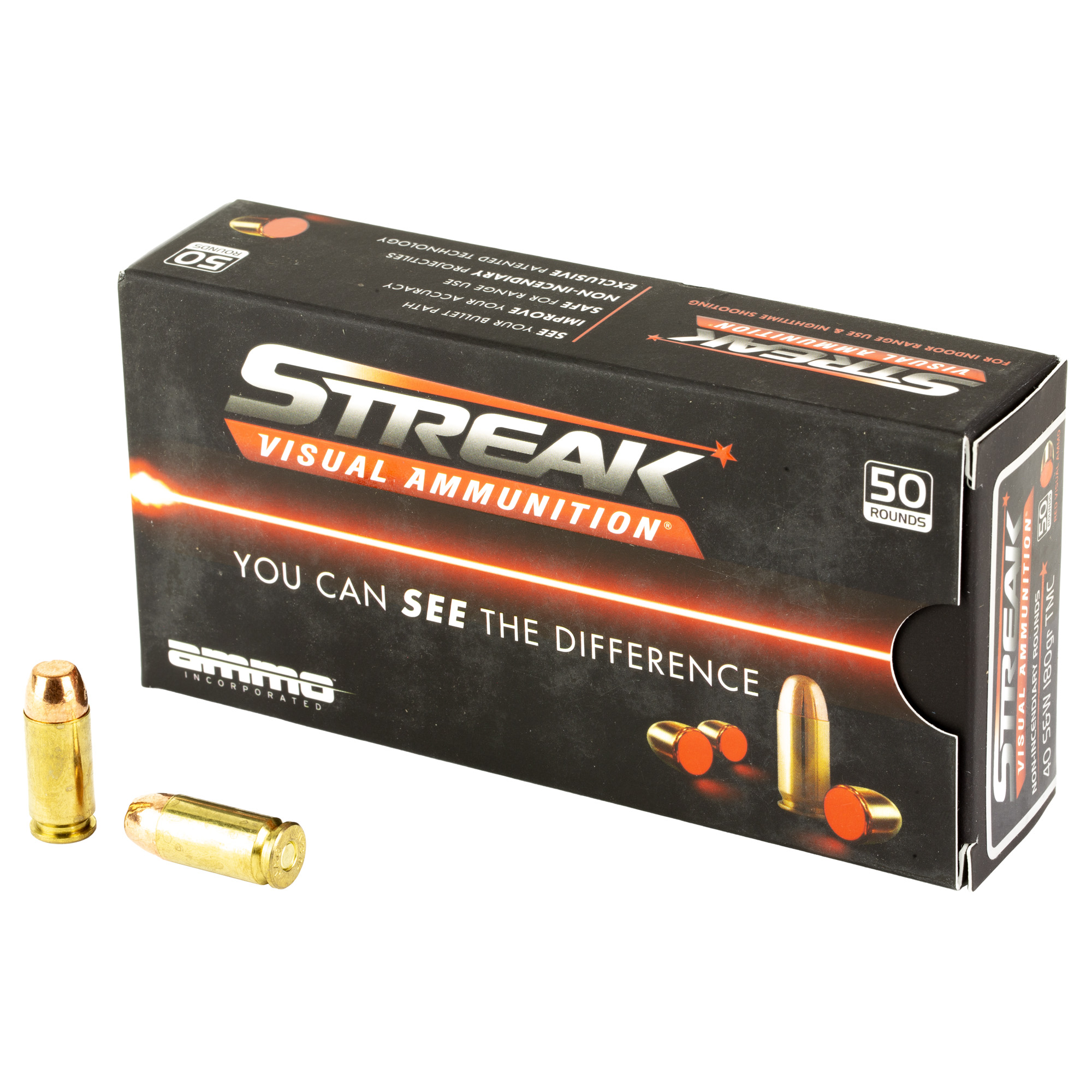 Ammo Inc STREAK Target .40 S&W Handgun Ammo - 180 Grain | TMC | Red | 50rd Box