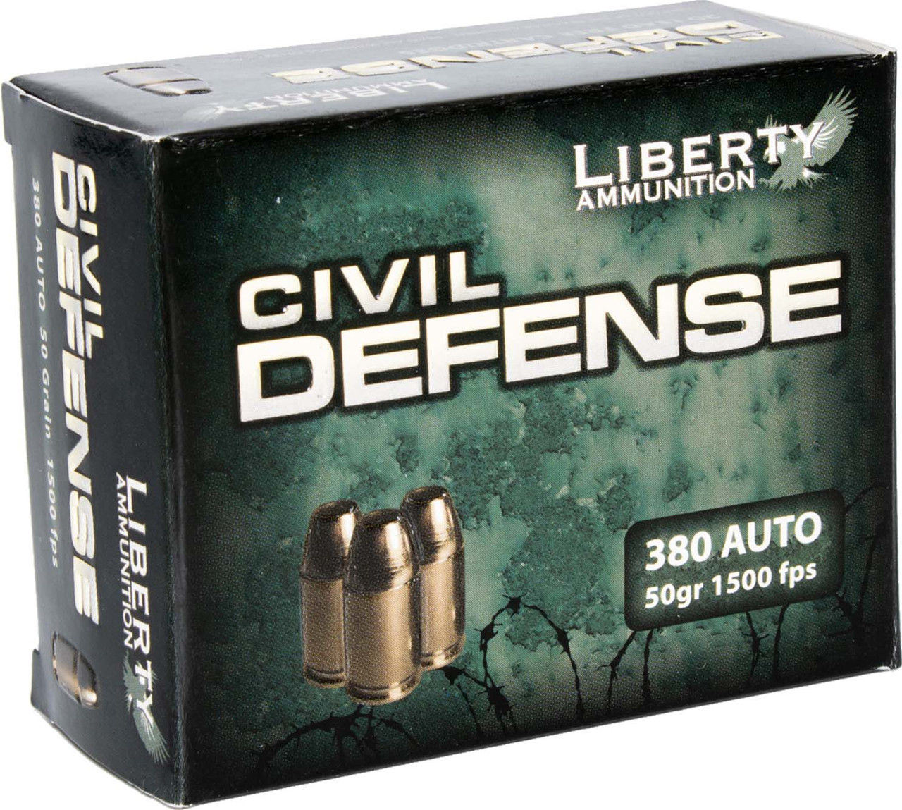 Liberty Ammunition LACD380023 Civil Defense  380ACP 50gr Lead Free Fragmenting Hollow Point 20 Rounds