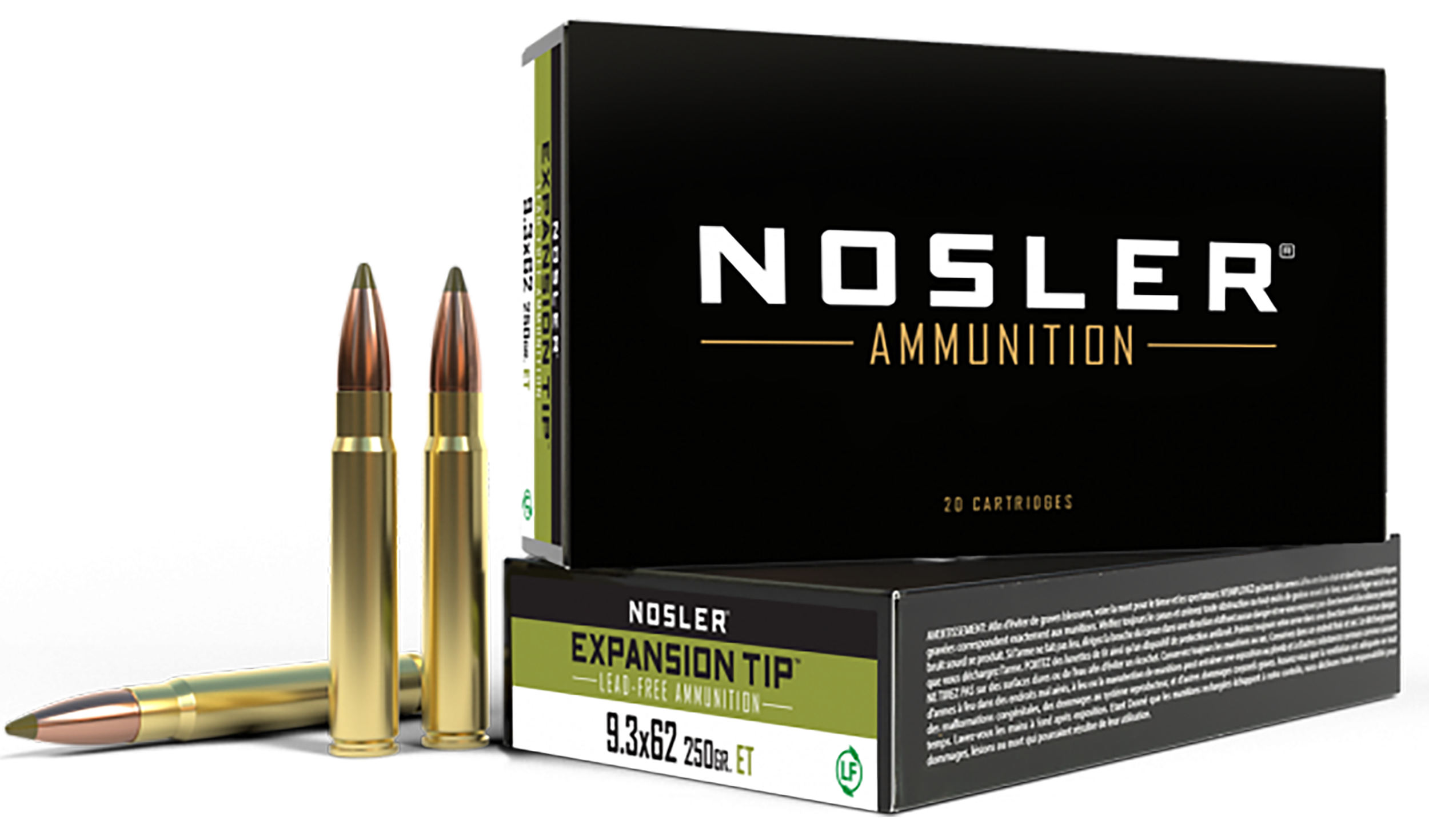 Nosler E-Tip 9.3x62 Mauser E-Tip Lead Free 250 Grain 20 Rounds