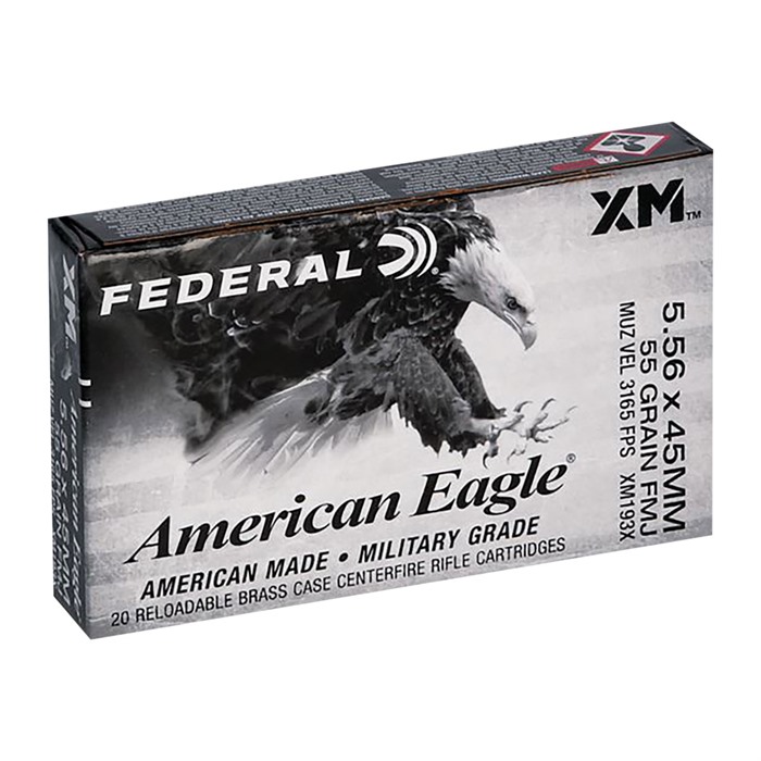 Federal American Eagle 5.56mm NATO Full Metal Jacket 55 Grain 20 Rounds