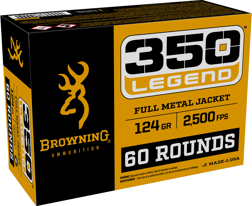 Browning Ammo B192803502 350 Legend Full Metal Jacket 124 Grain 60 Rounds