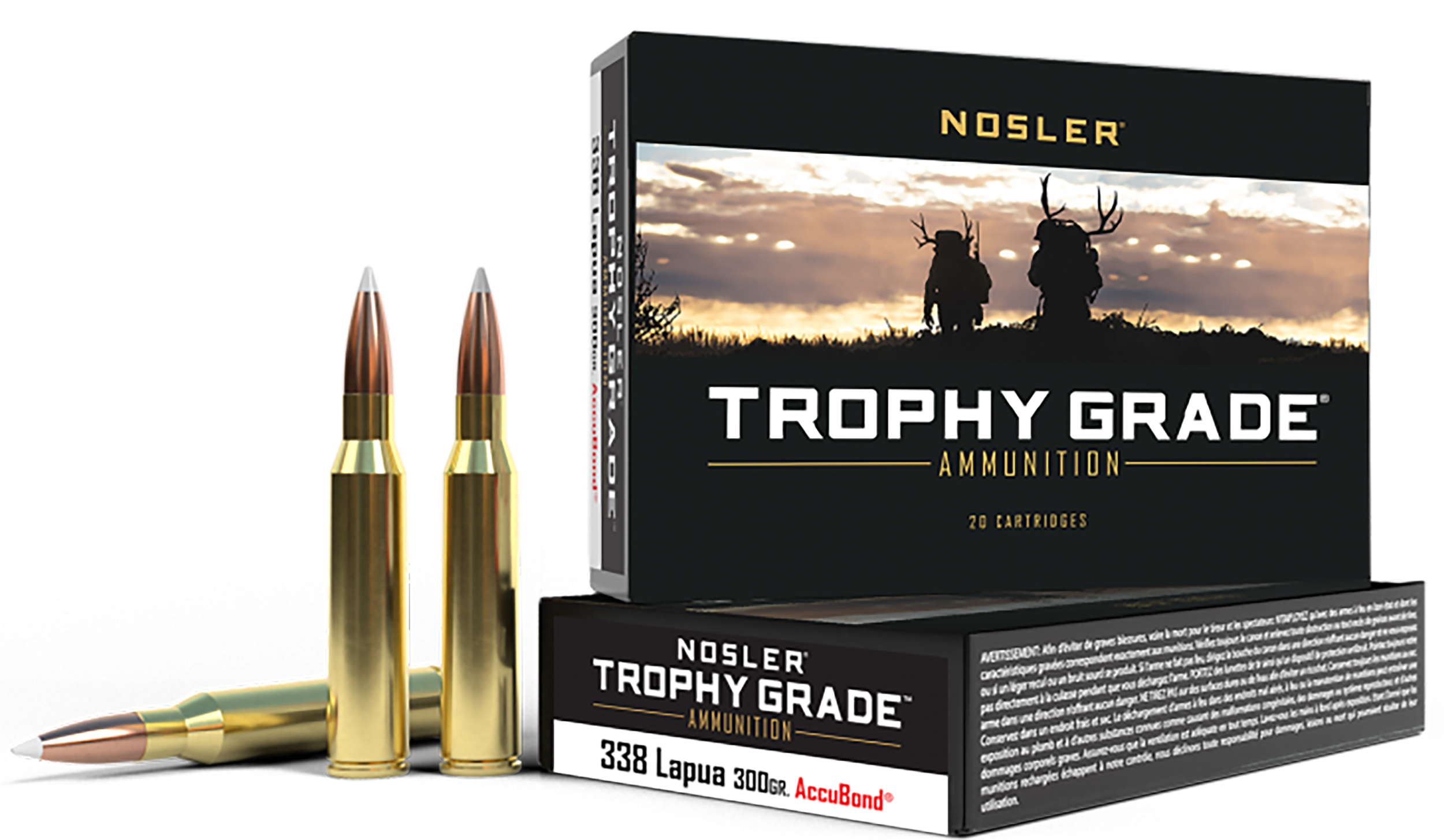 Nosler Trophy Grade 338 Lapua Magnum Accubond Lr Soft Point 300 Grain 20 Rounds
