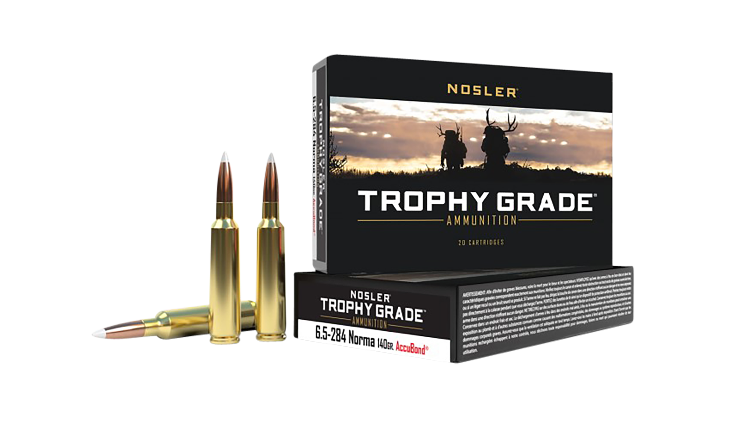 Nosler, Trophy Grade, 6.5x284 Norma, AccuBond Soft Point, 140 Grain, 20 Rounds