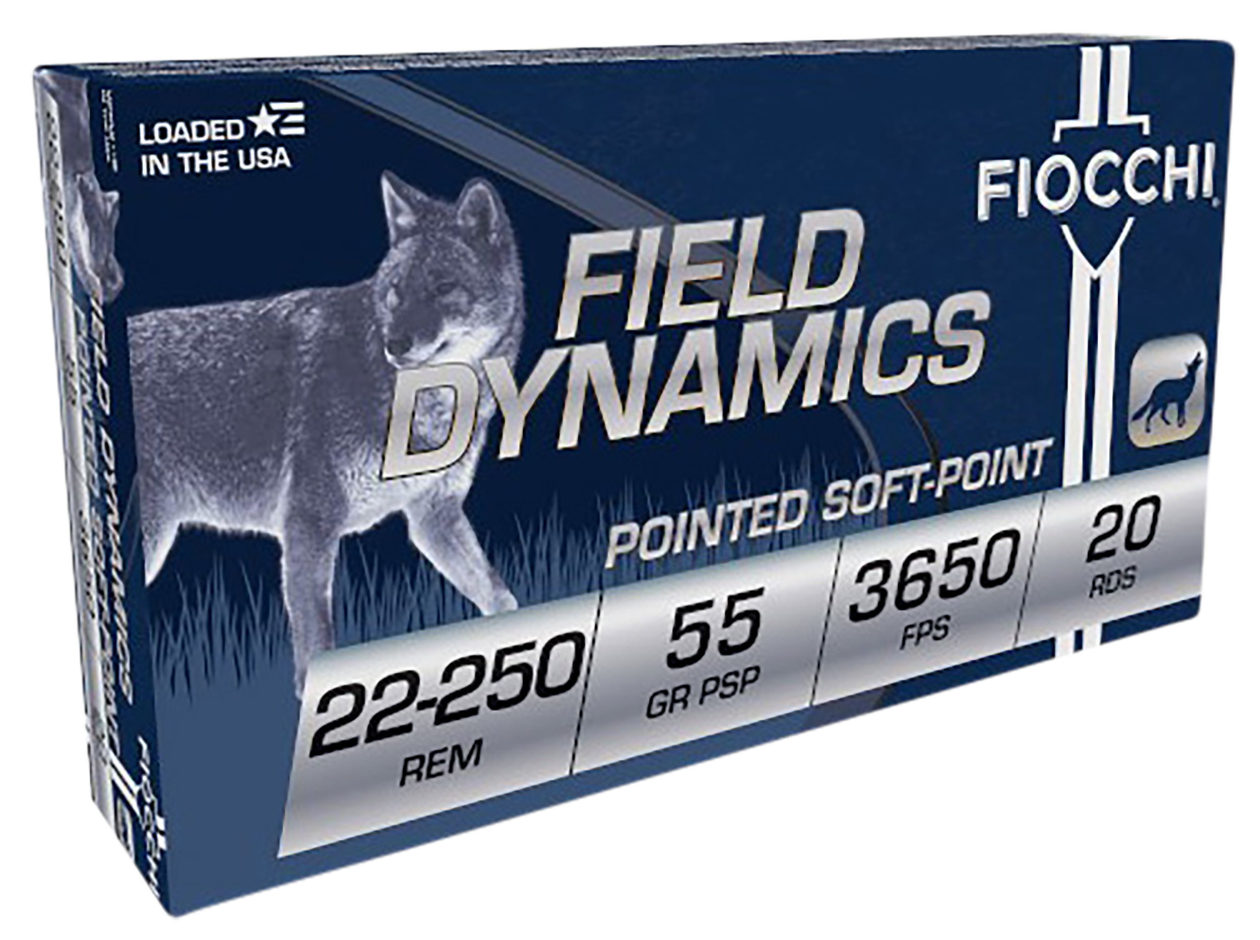 Fiocchi Field Dynamics 22-250 Remington Pointed Soft Point 55 Grain 20 Rounds