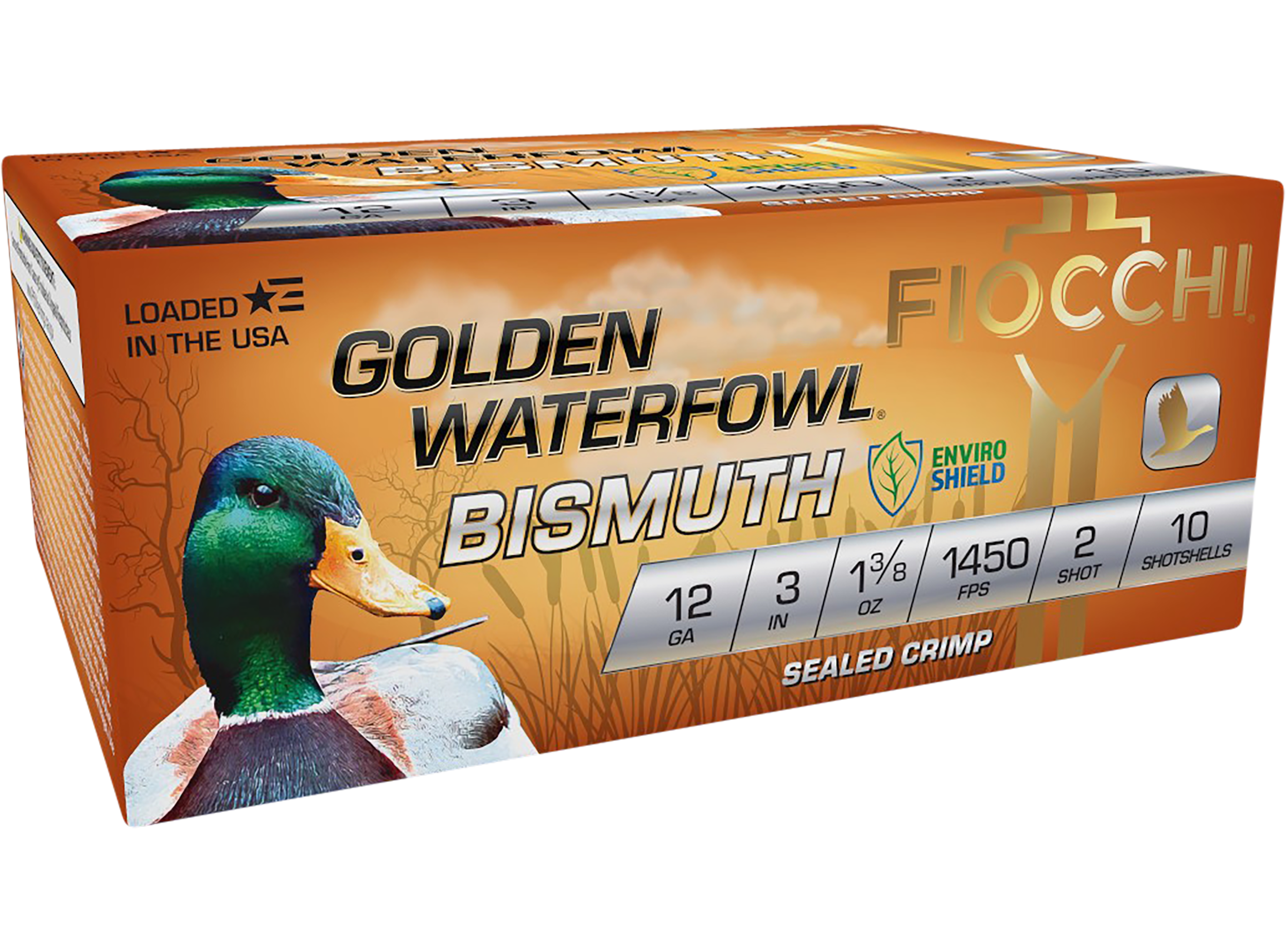 Fiocchi Golden Waterfowl Bismuth 12 Gauge 1-3/8 oz Bismuth Shot 10 Rounds