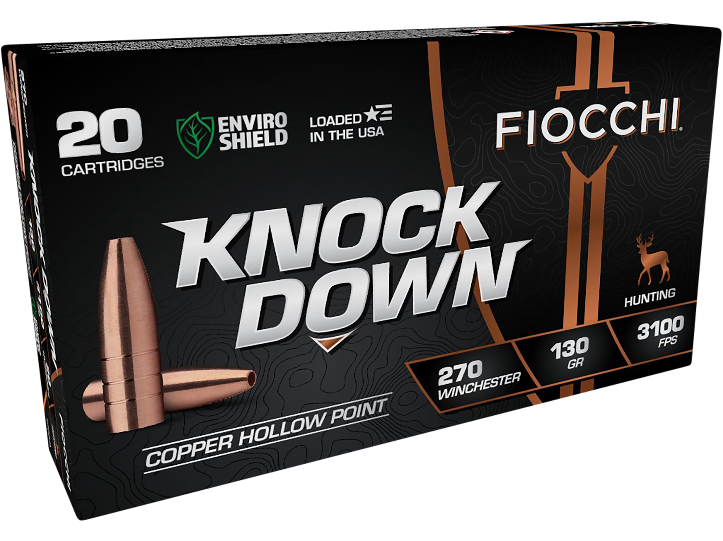 Fiocchi Knock Down 270 Winchester Copper Hollow Point 130 Grain 20 Rounds