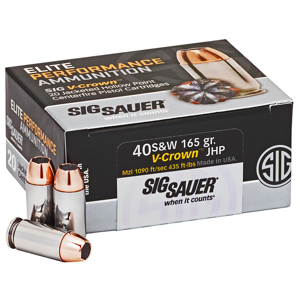 Sig Sauer Elite V-Crown 40 S&W Jacketed Hollow Point 165 Grain 20 Rounds