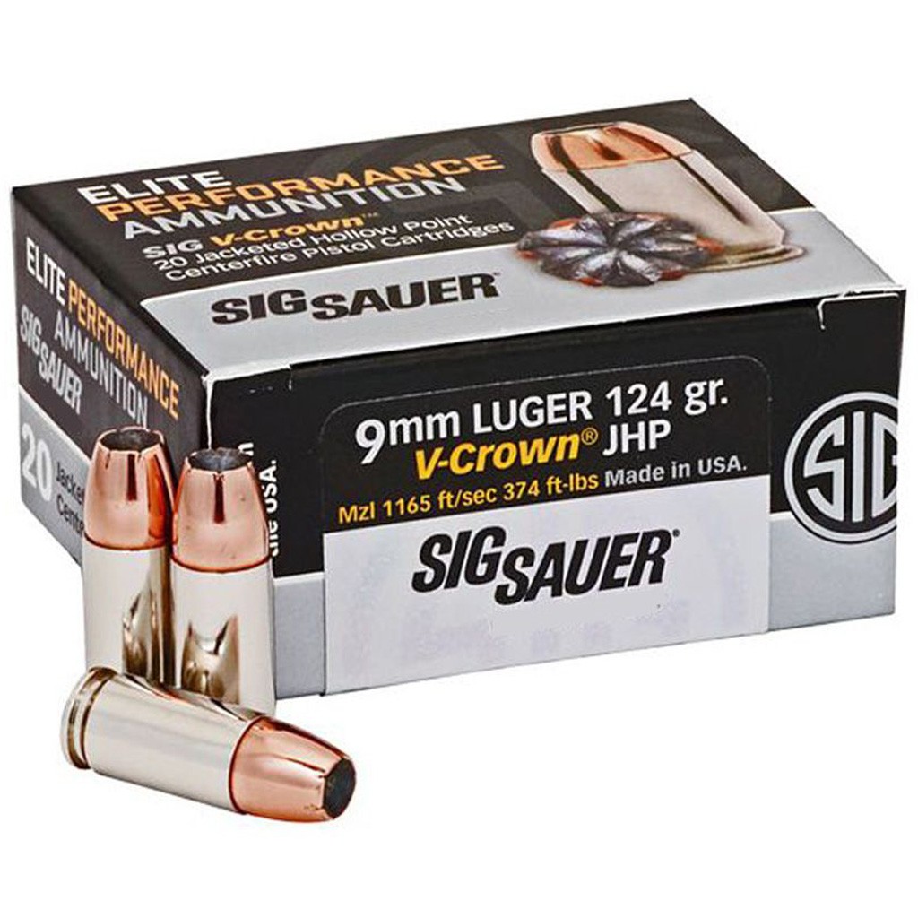 Sig Sauer Elite V-Crown 9mm Jacketed Hollow Point 124 Grain 50 Rounds