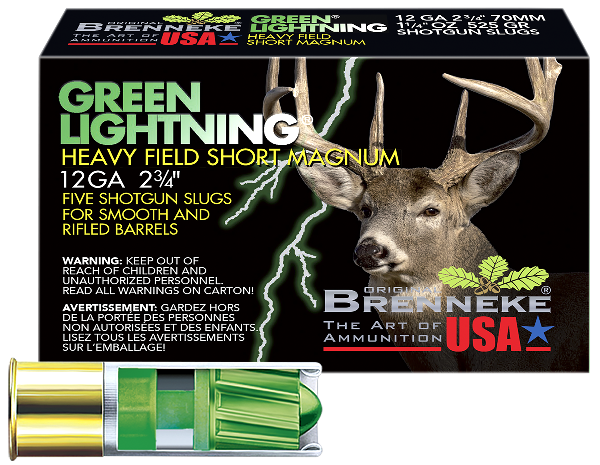 Brenneke Green Lightning Slugs 12 ga. 2 3/4 in. 1 1/4 oz. 5 rd.