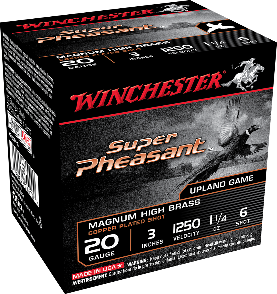 Winchester Super Pheasant 20 Gauge Plated Lead Shot 1 1/4 Ounce 25 Rounds