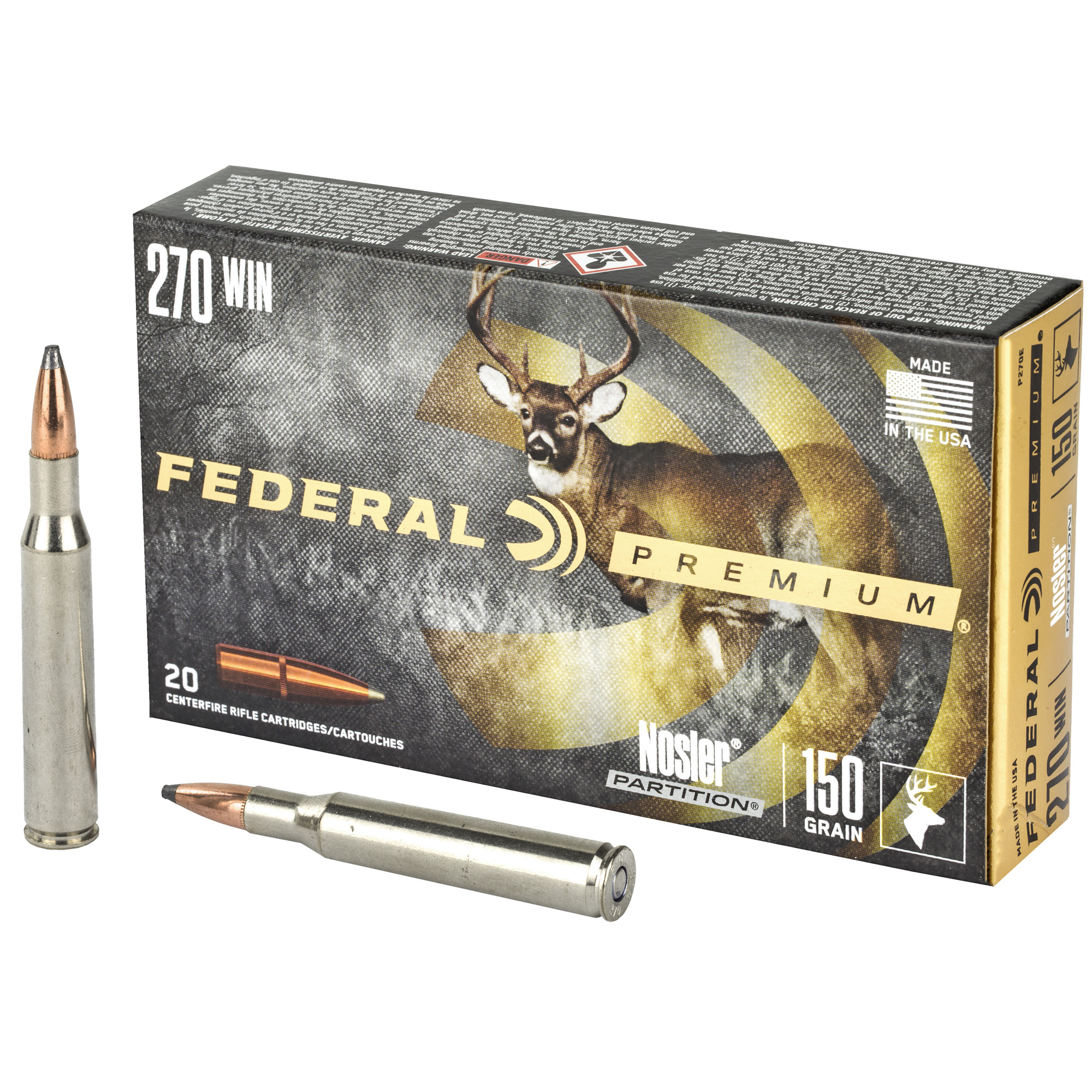 Federal Premium Nosler Partition 270 Winchester Trophy Bonded Tip 150 Grain 20 Rounds