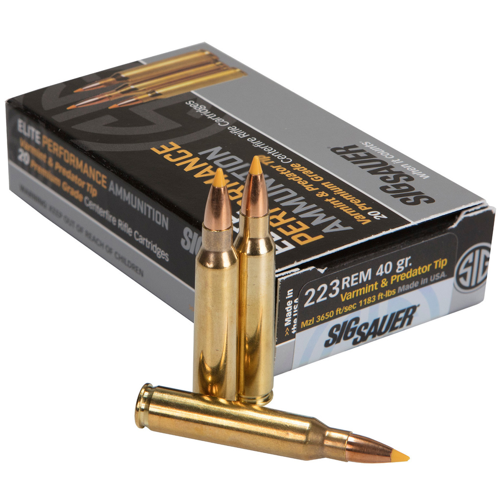 Sig Sauer Varmint and Predator Hunting Rifle Ammo 223 Remington Extreme Expansion Tip 40 Grain 20 Rounds