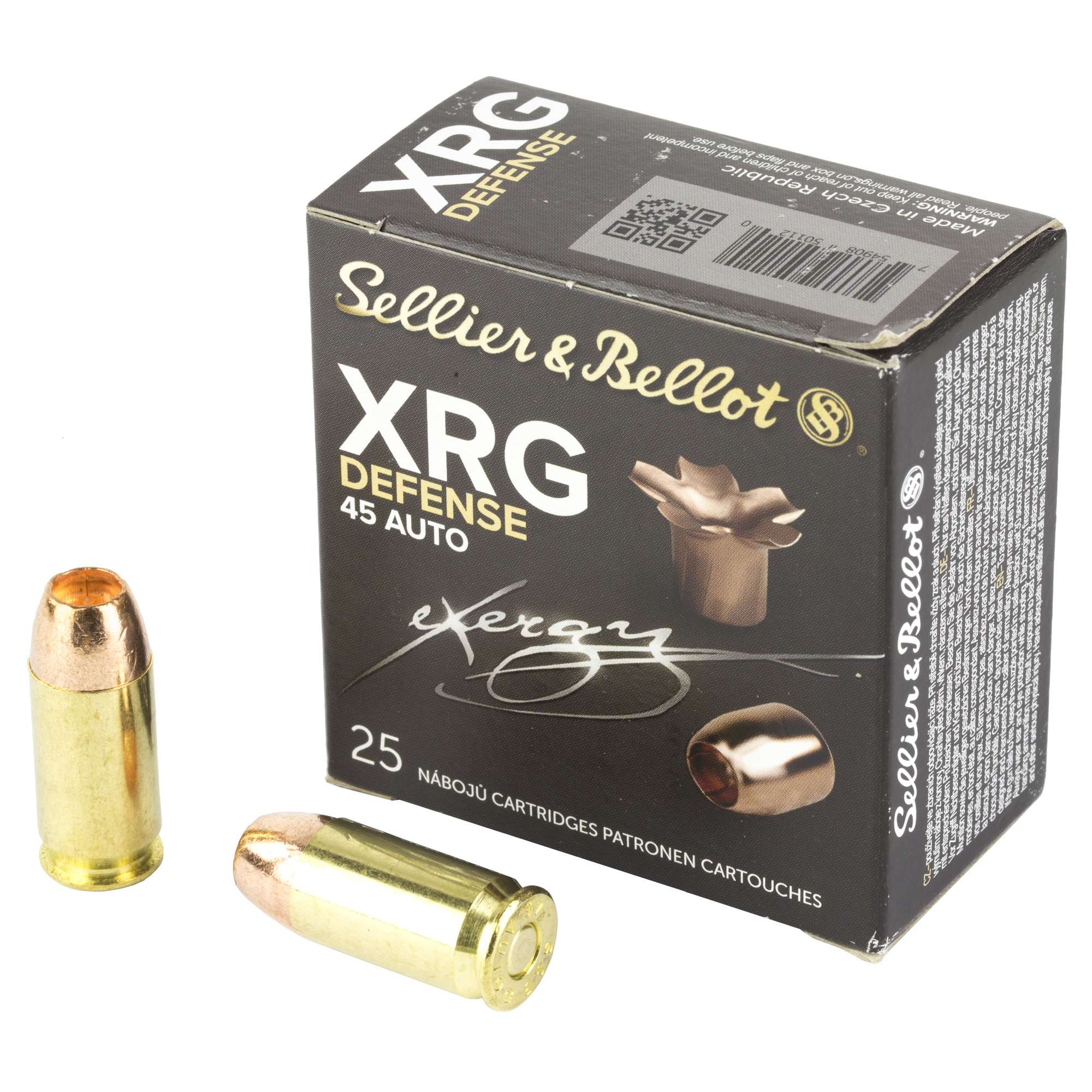 Sellier & Bellot SB45XA 45 ACP Jacketed Hollow Point 165 Grain 25 Rounds