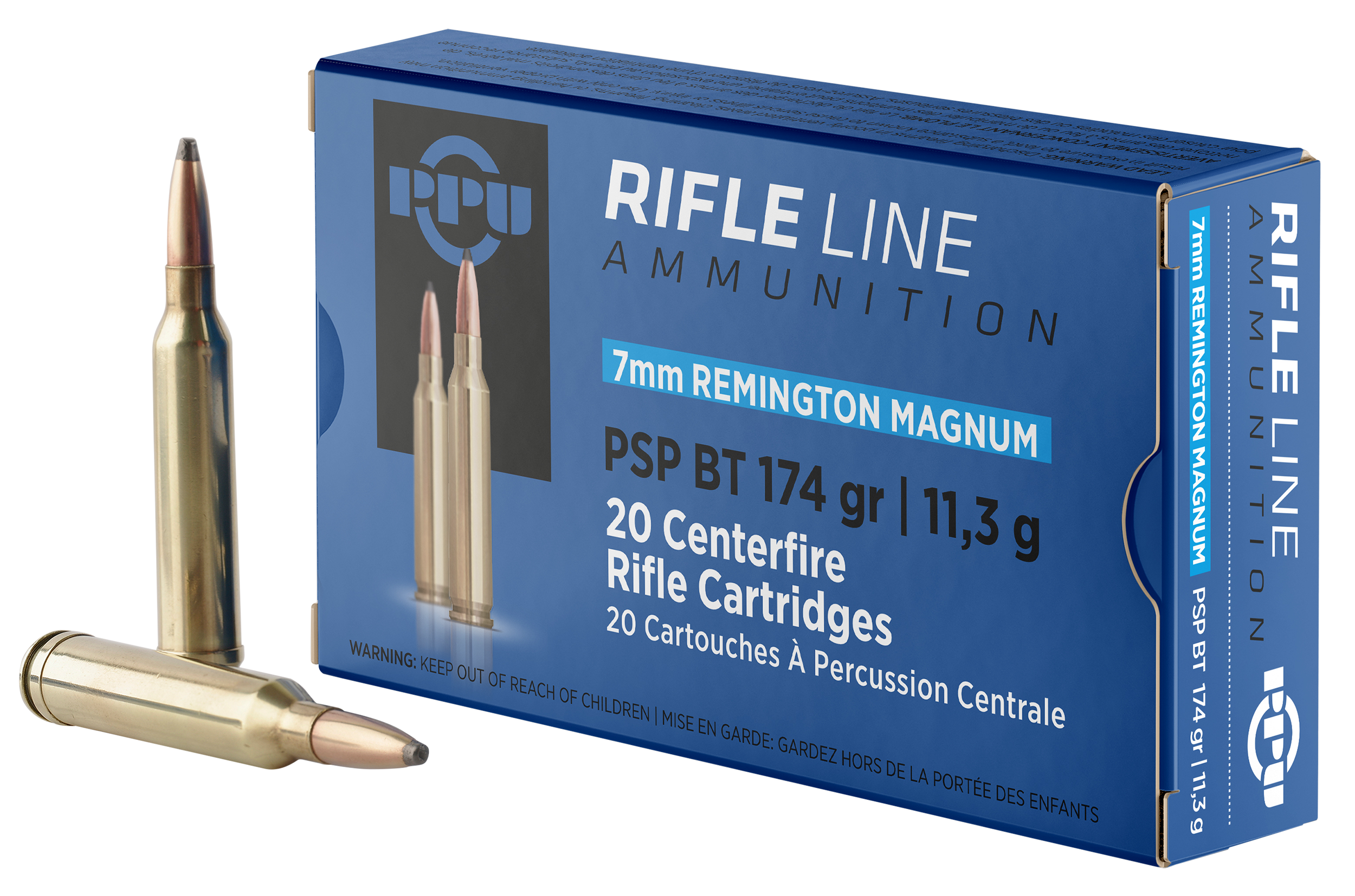 Prvi Partisan PPU PP7RM2 7mm Remington Magnum Pointed Soft Point Boat Tail 174 Grain 20 Rounds
