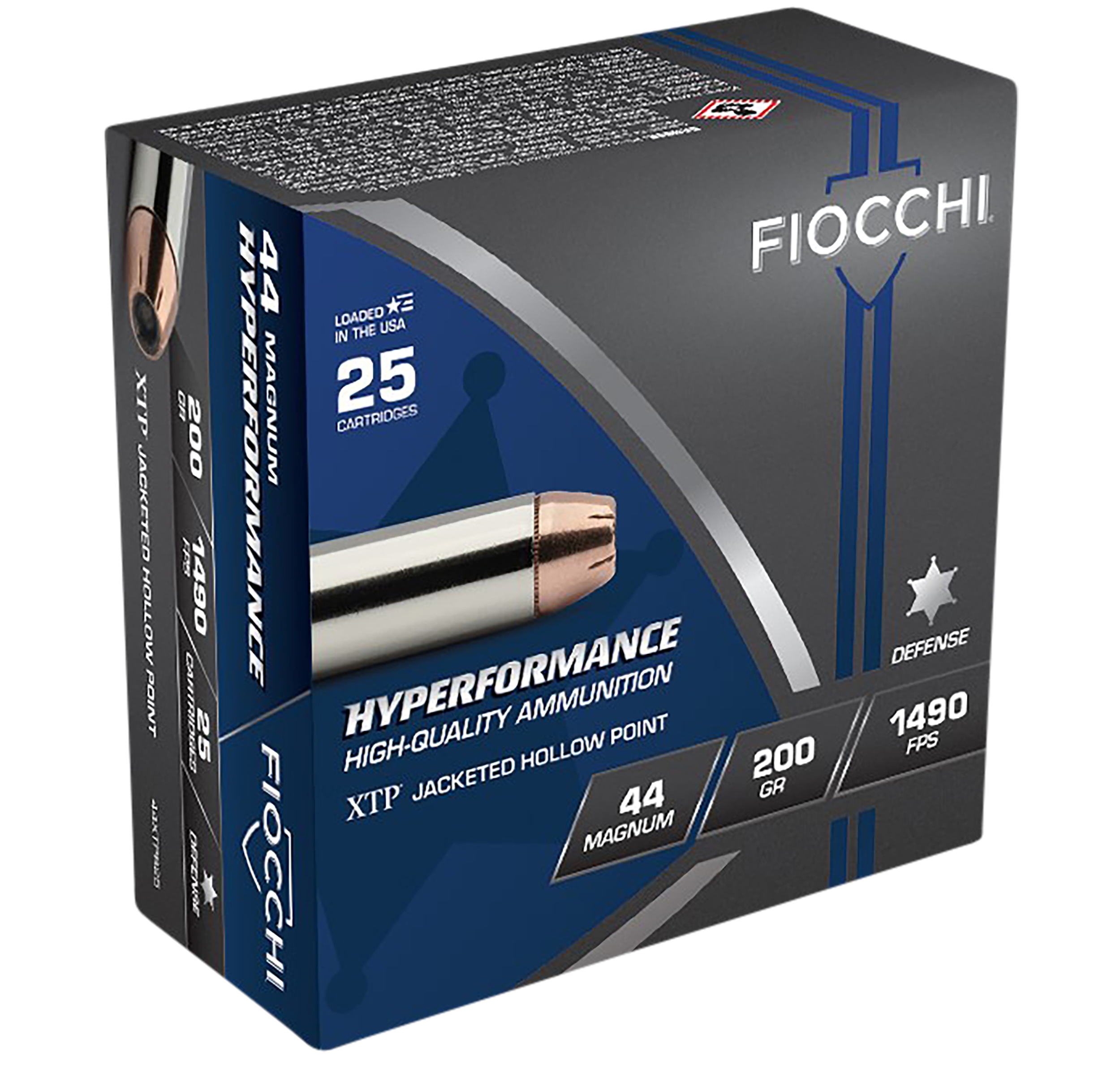 Fiocchi Hyperformance Defense 44 Magnum XTP Hollow Point 200 Grain 25 Rounds