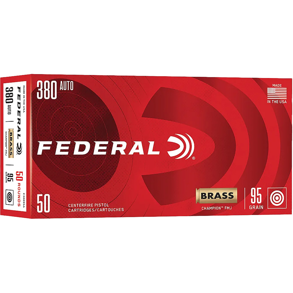 Federal Handgun Ammo 380 Auto 95 gr. FMJ Champion 20 rd.