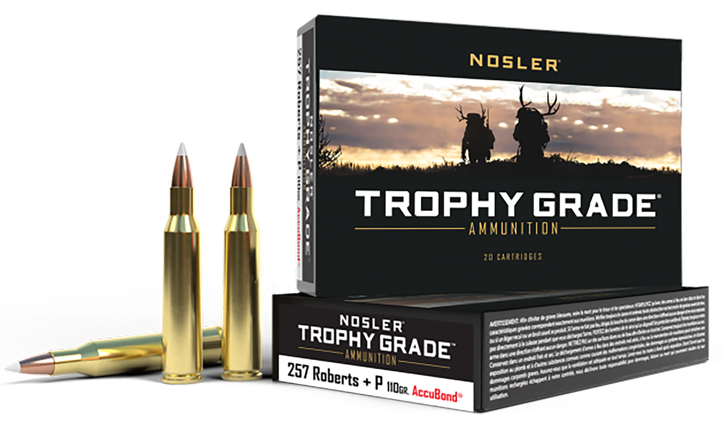 Nosler, Trophy Grade, 257 Roberts +P, AccuBond Soft Point, 110 Grain, 20 Rounds