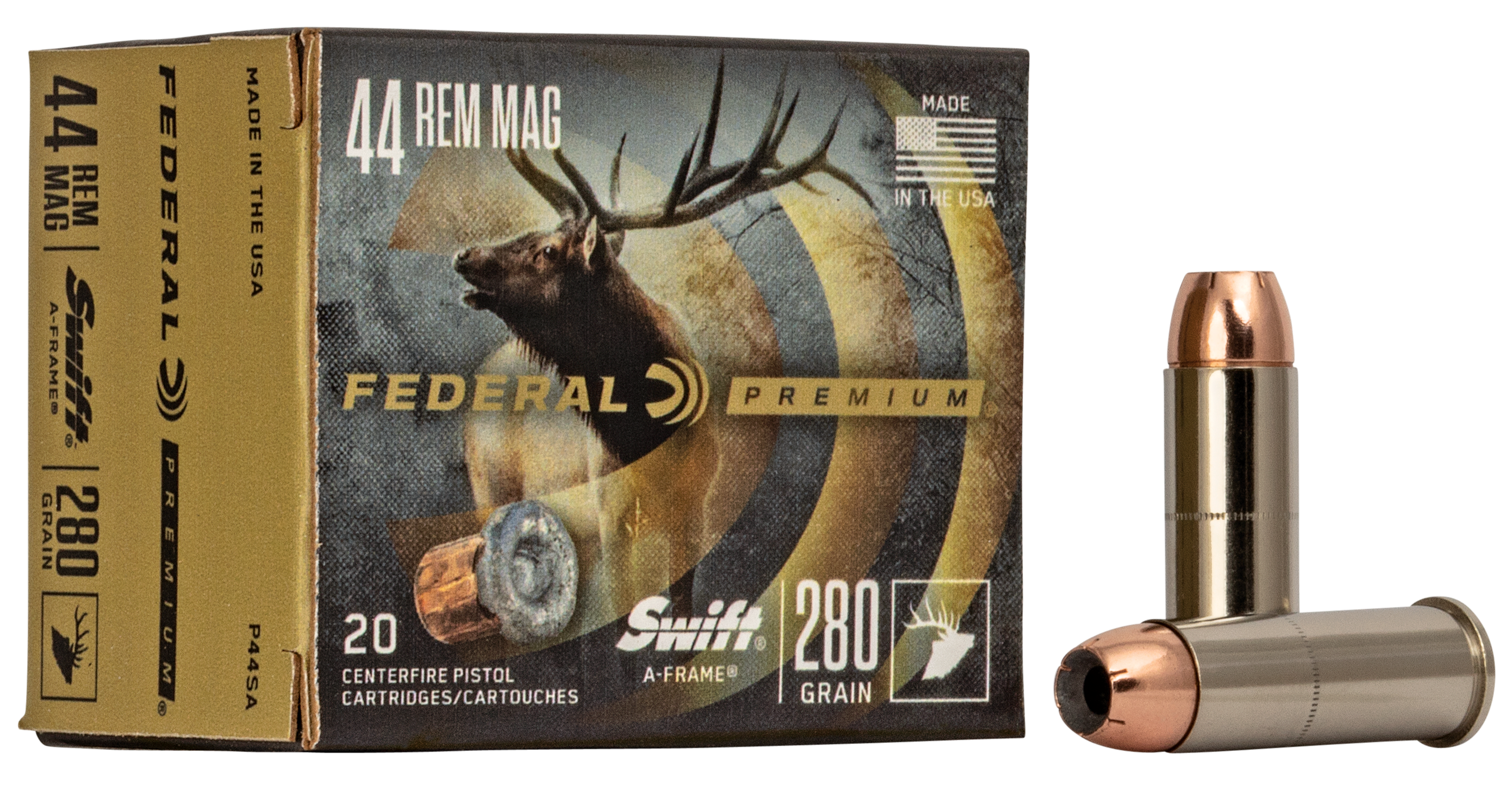 Federal P44SA Premium 44 Remington Magnum Swift A Frame 280 Grain 20 Rounds