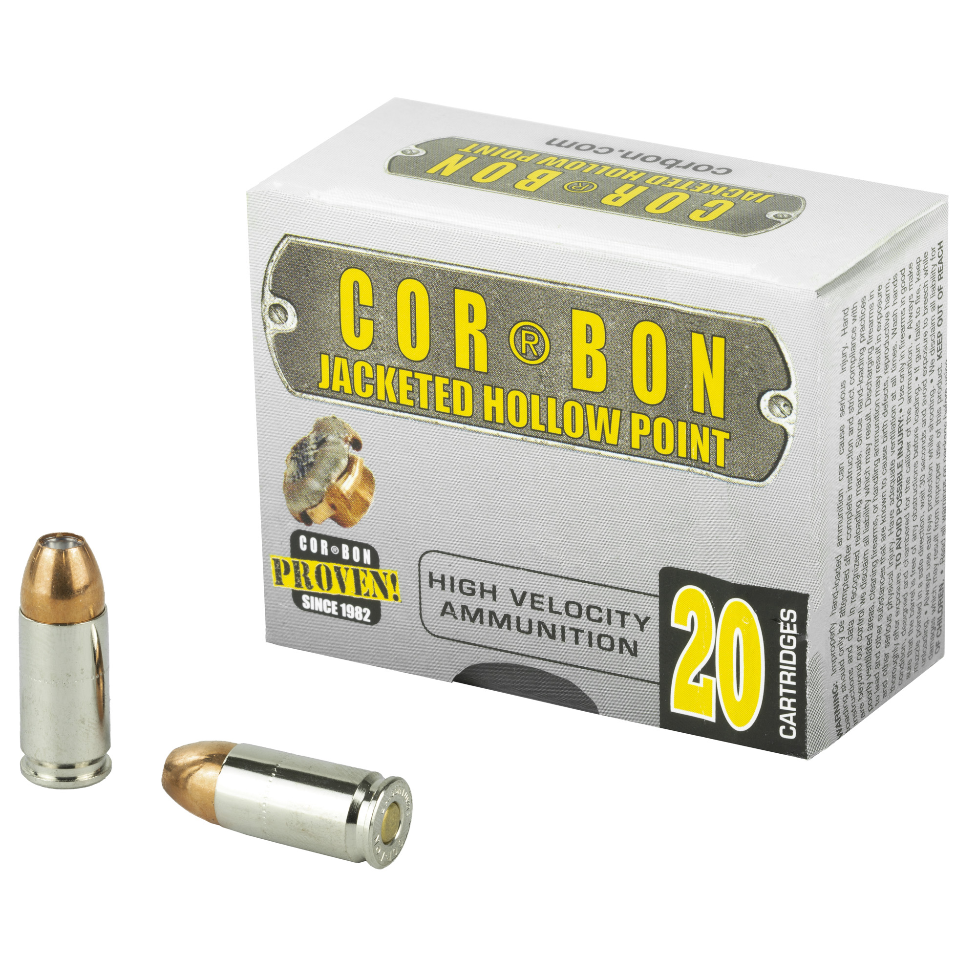 Corbon Self-Defense JHP Handgun Ammunition 9mm Luger +p 115 gr JHP 1350 fps 20/box