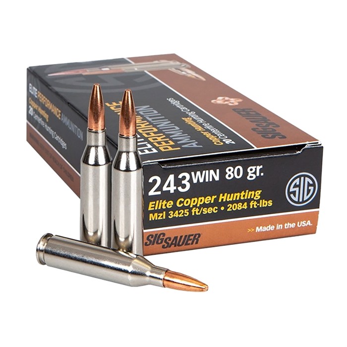 Sig Sauer E243H120 Elite Copper Hunting 243Win 80gr Copper Solid 20 Rounds