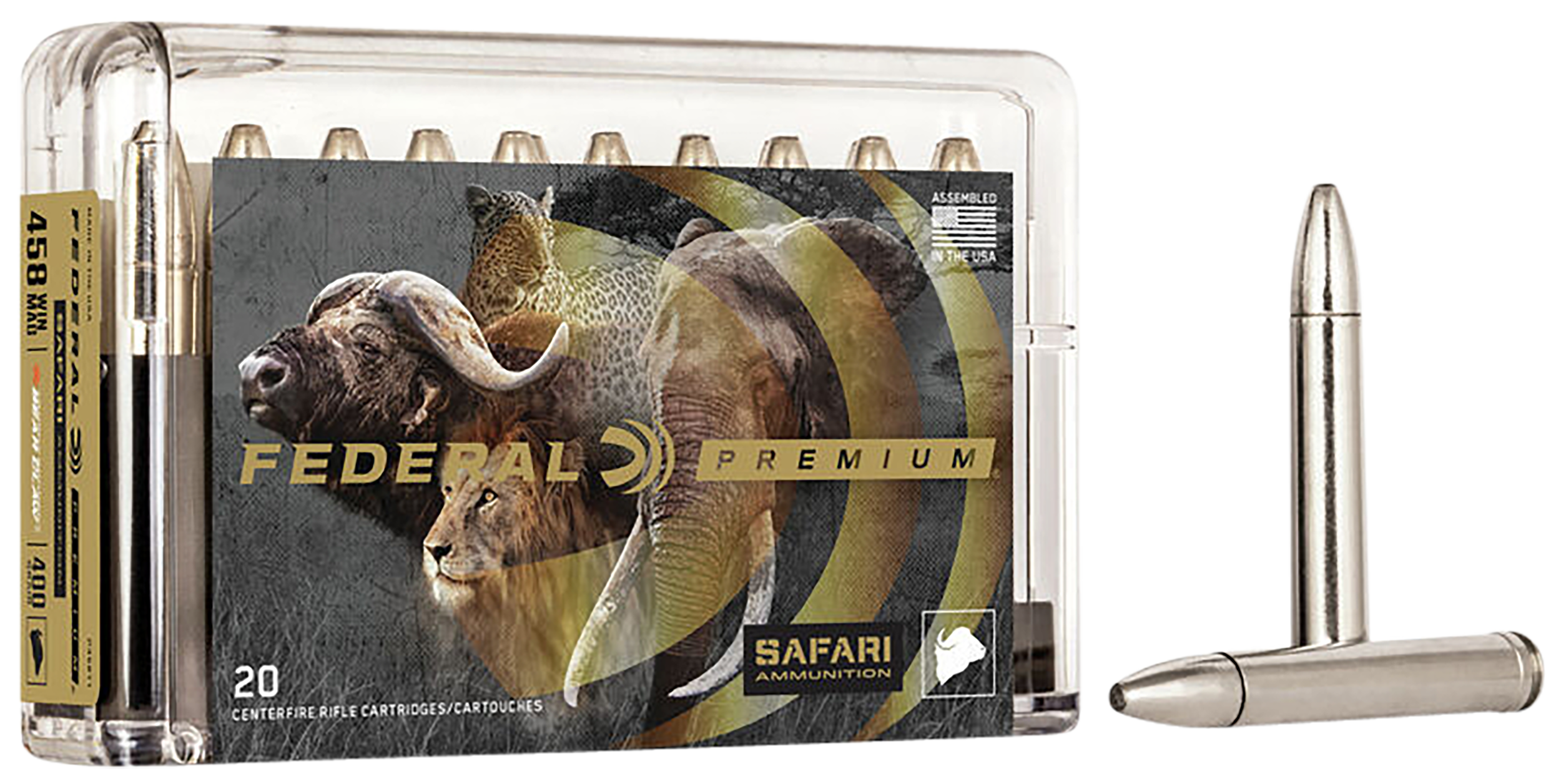 Federal Premium Safari Cape-Shok 458 Winchester Magnum Trophy Bonded Bear Claw 400 Grain 20 Rounds