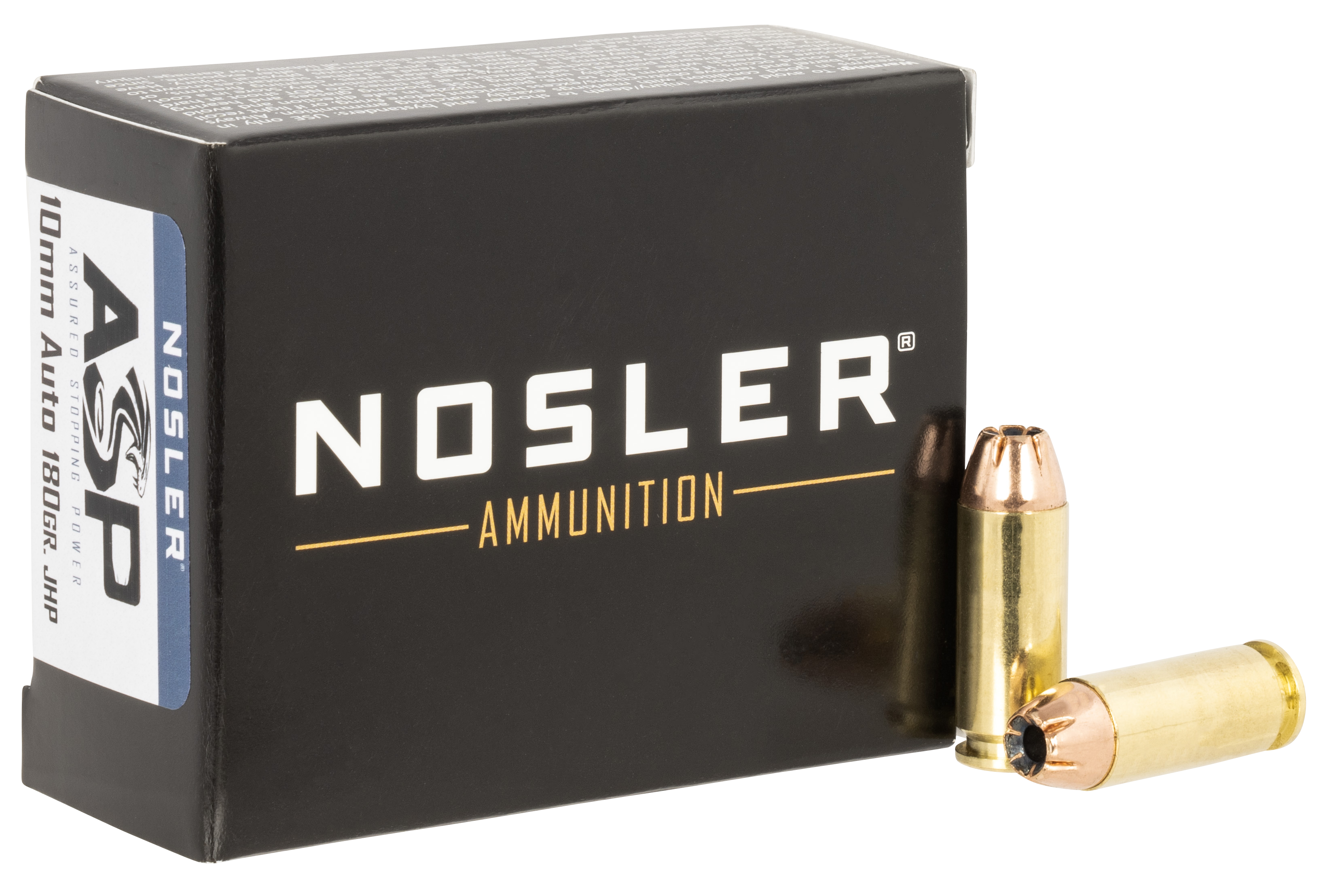 Nosler, Asp Handgun Ammo, 10mm Auto, Jacketed Hollow Point, 180 Grain, 20 Rounds