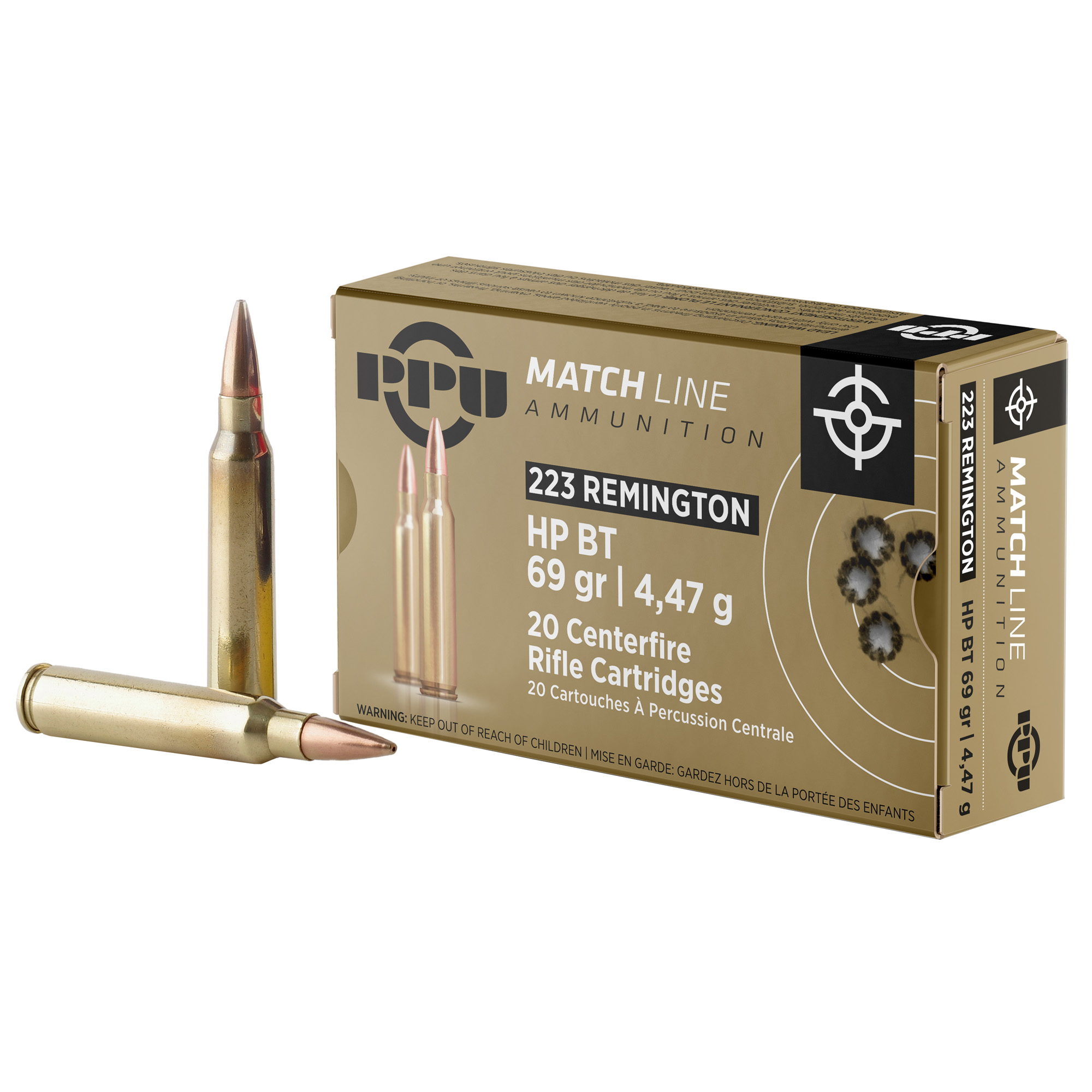 Prvi Partizan PPU PPM2231 223 Remington Hollow Point Boat Tail 69 Grain 20 Rounds