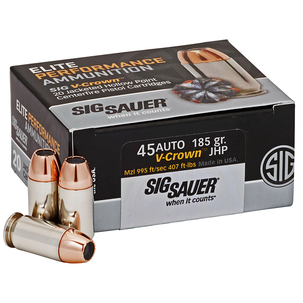 Sig Sauer Elite V-Crown 45 ACP Jacketed Hollow Point 185 Grain 20 Rounds