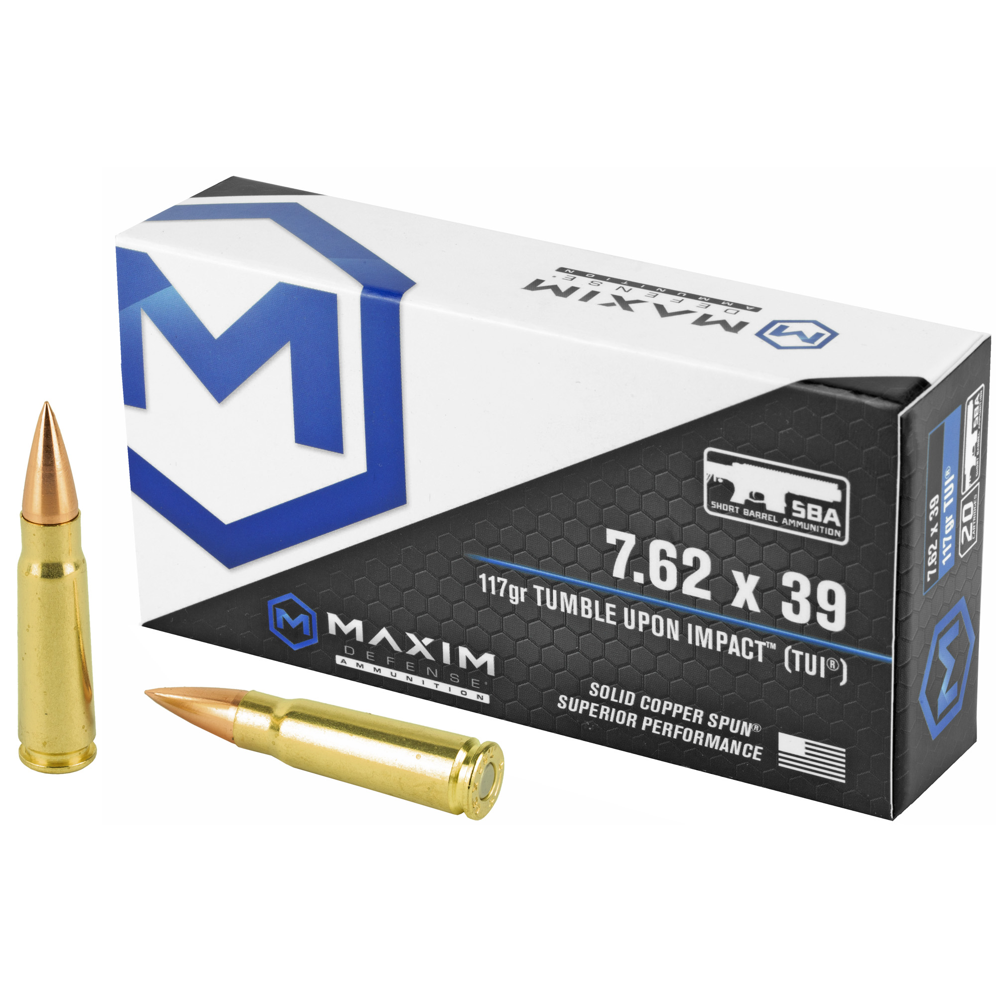 Maxim 7.62x39 Rifle Ammo - 117 Grain | TUI | 20rd Box