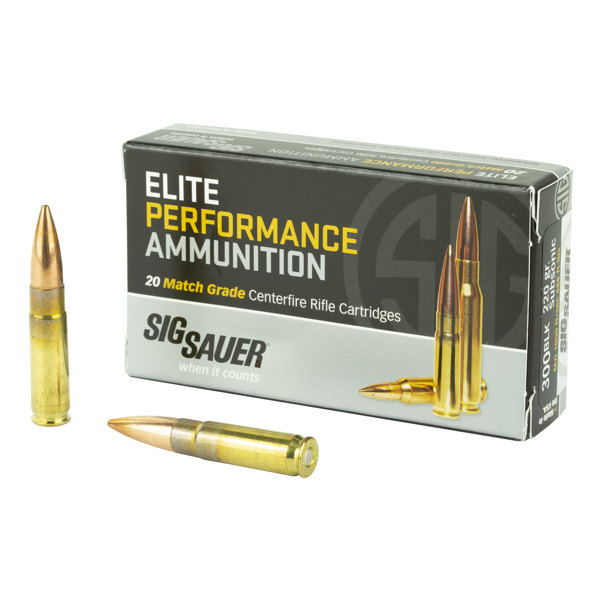 Sig Sauer Elite Match Grade 300 Aac Blackout Open Tip Match 220 Grain 20 Rounds