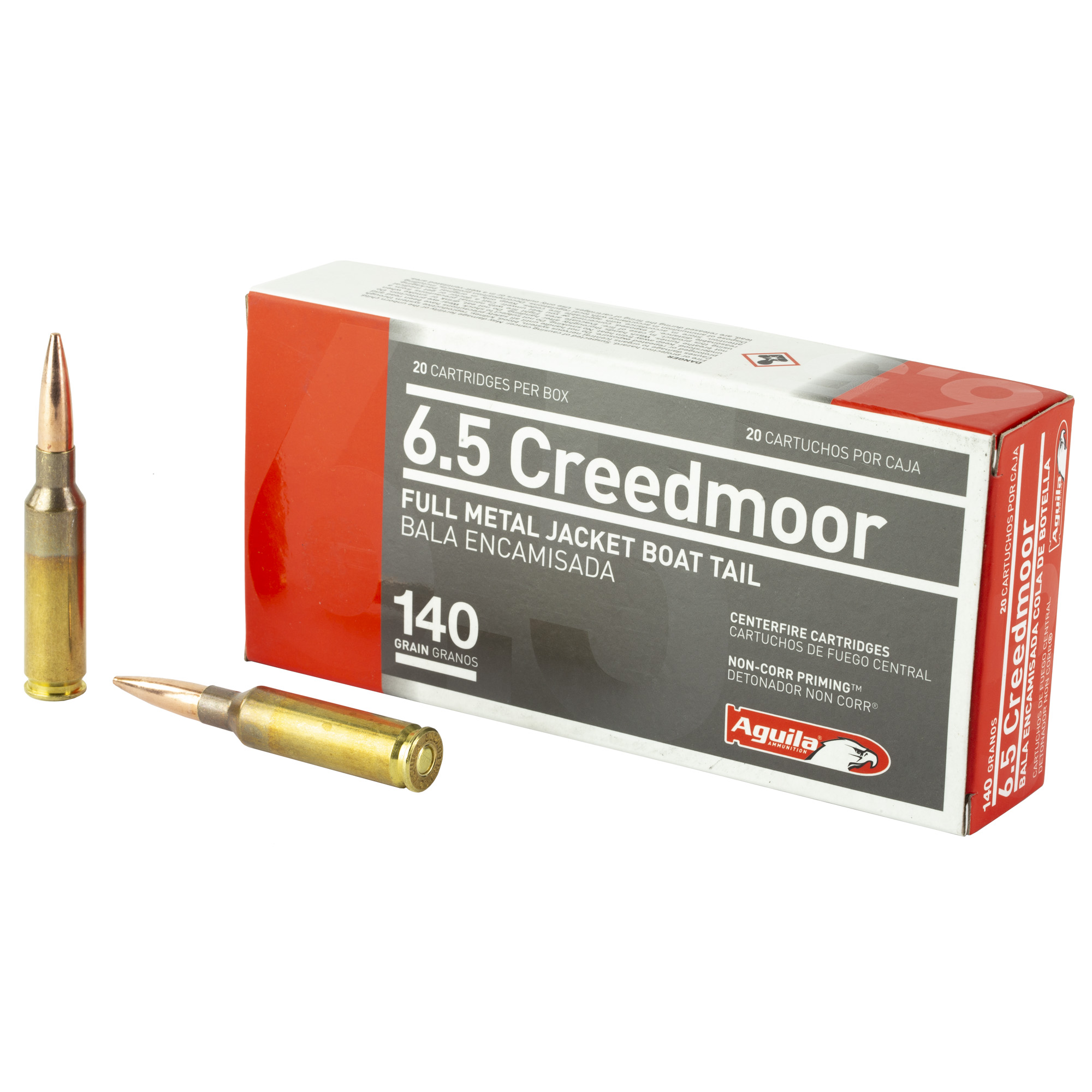 Aguila, 6.5 Creedmoor, Full Metal Jacket Boat Tail, 140 Grain, 20 Rounds
