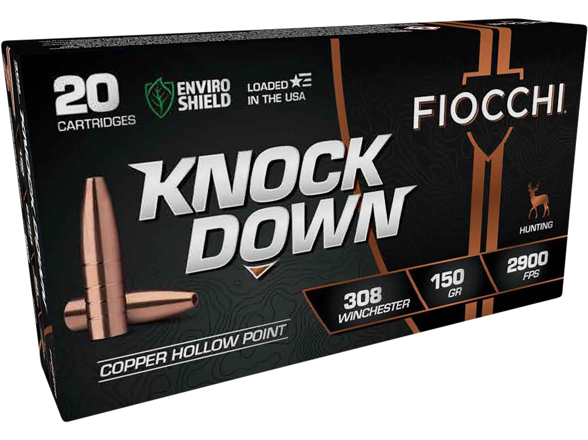 Fiocchi, Knock Down, 308 Winchester, Copper Hollow Point, 150 Grain, 20 Rounds