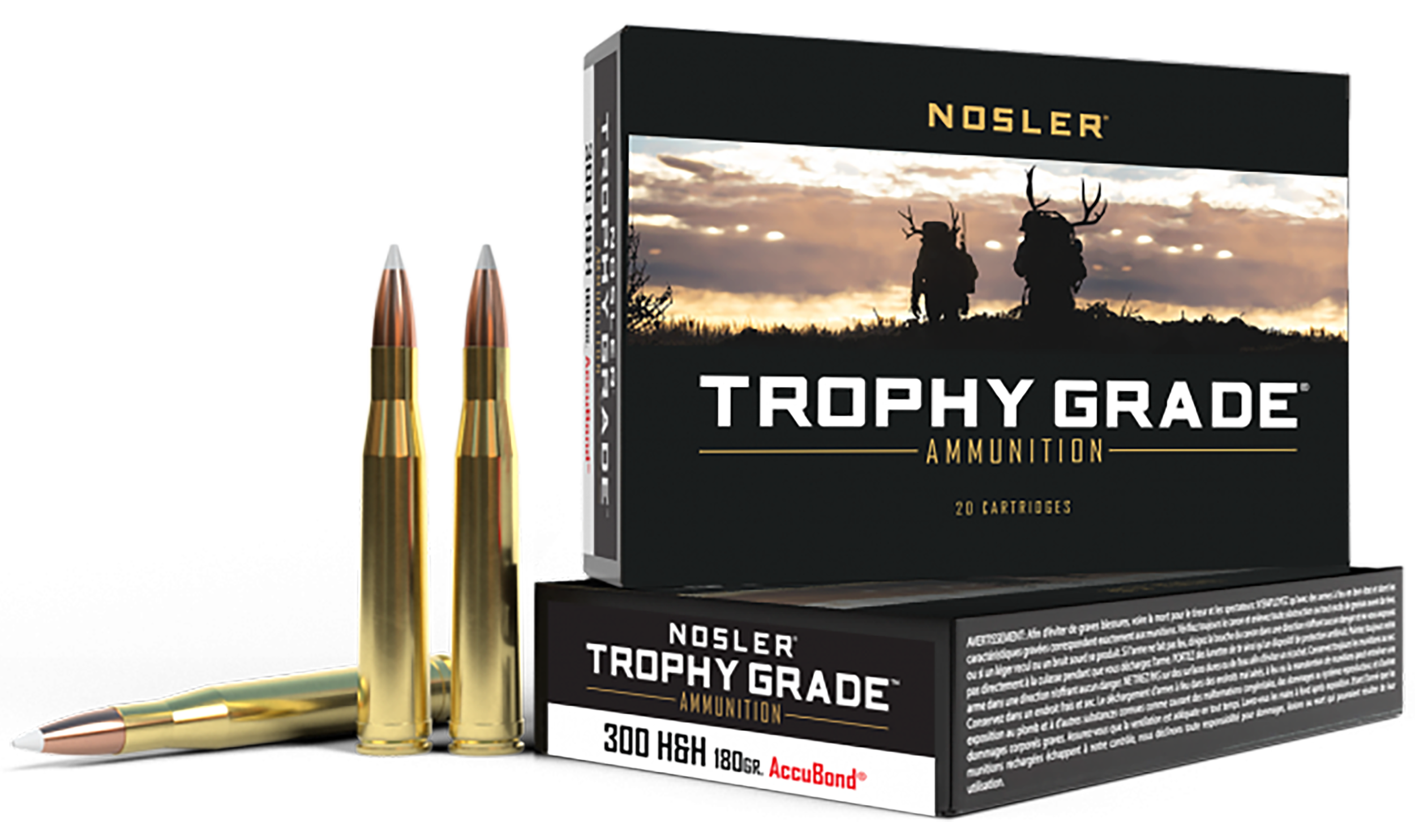 Nosler Trophy Grade 300 H&H Magnum AccuBond Soft Point 180 Grain 20 Rounds