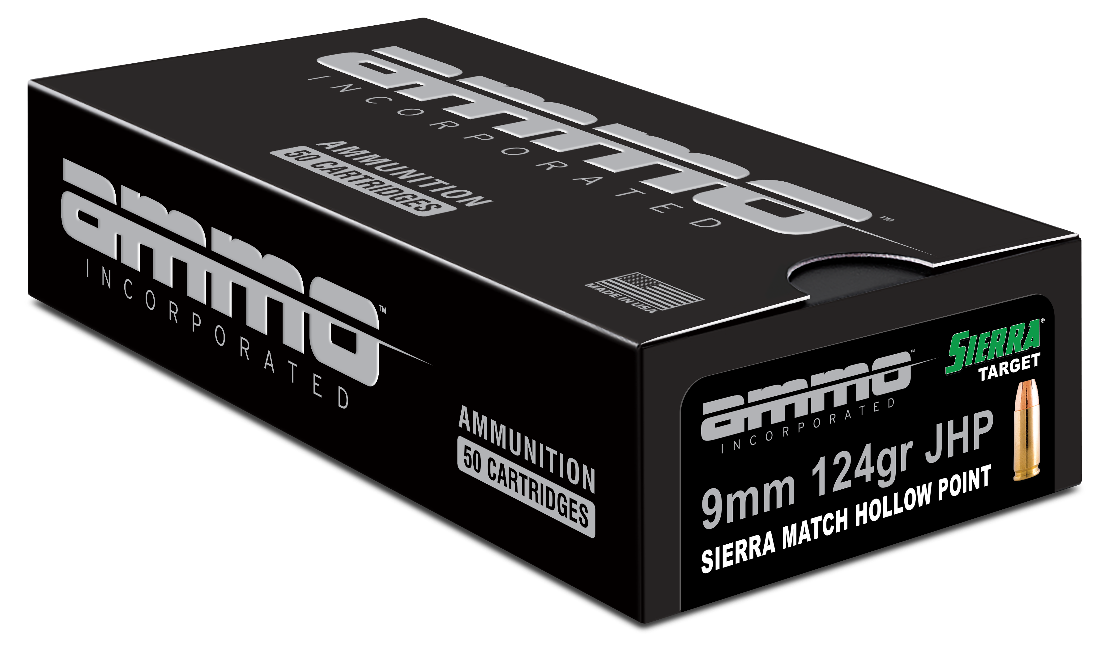 Ammo Inc Signature Match 9mm Luger Handgun Ammo - 124 Grain | Sierra Match HP | 50rd Box