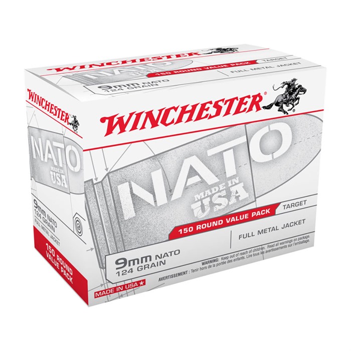 Winchester 9mm NATO Full Metal Jacket 124 Grain 150 Rounds