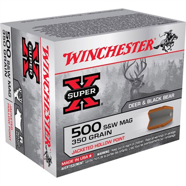 Winchester Super X 500 S and W Jacketed Hollow Point 350 Grain 20 Rounds